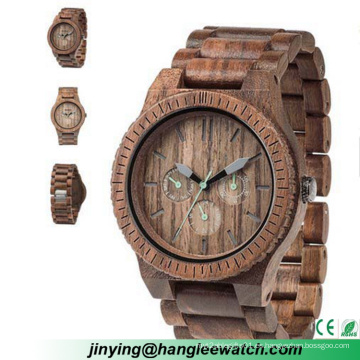 Reloj de madera de los relojes del ébano de múltiples funciones del OEM Relojes de madera del reloj